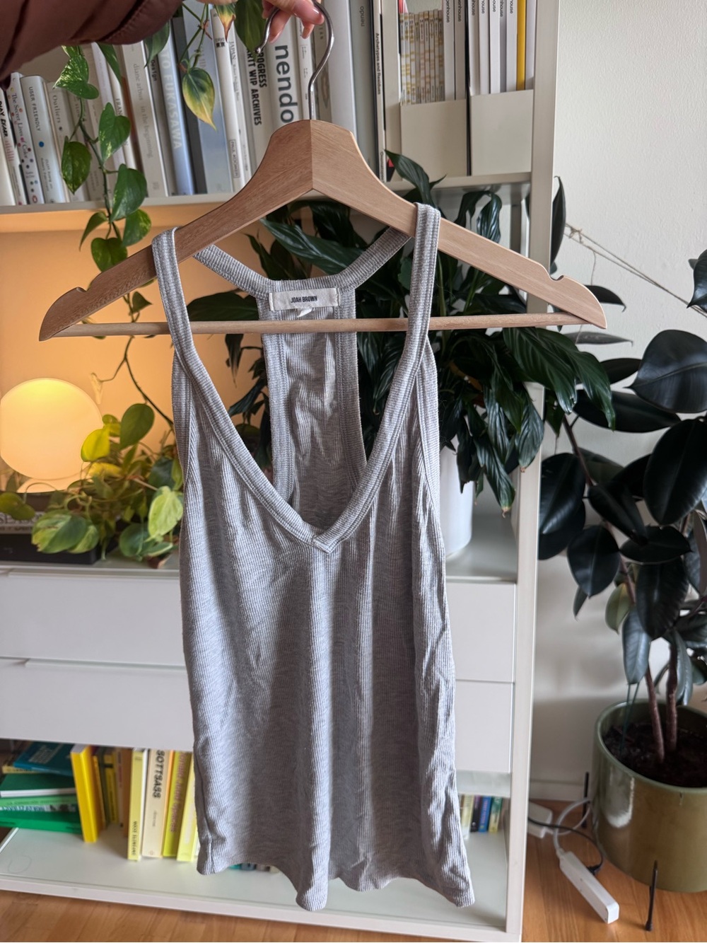 Joah Brown Light Gray Racerback V-Neck Tank